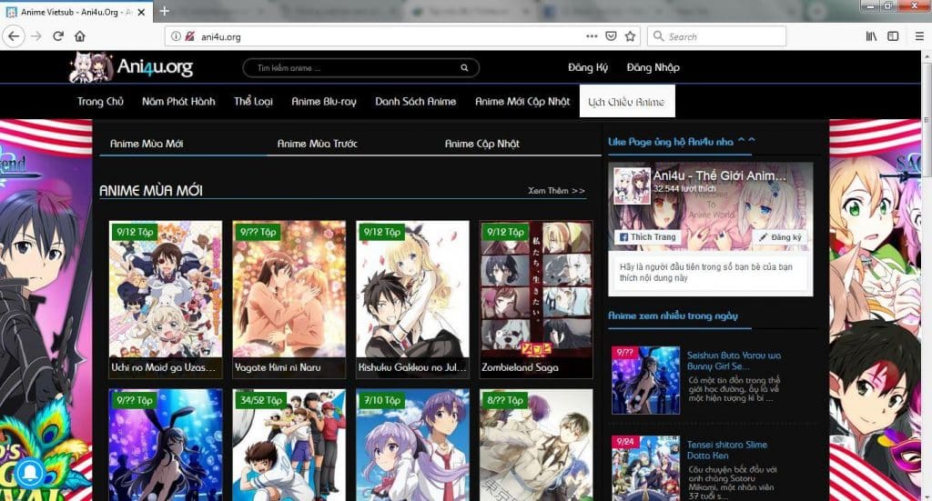 Trang web xem anime vietsub Ani4u.Org