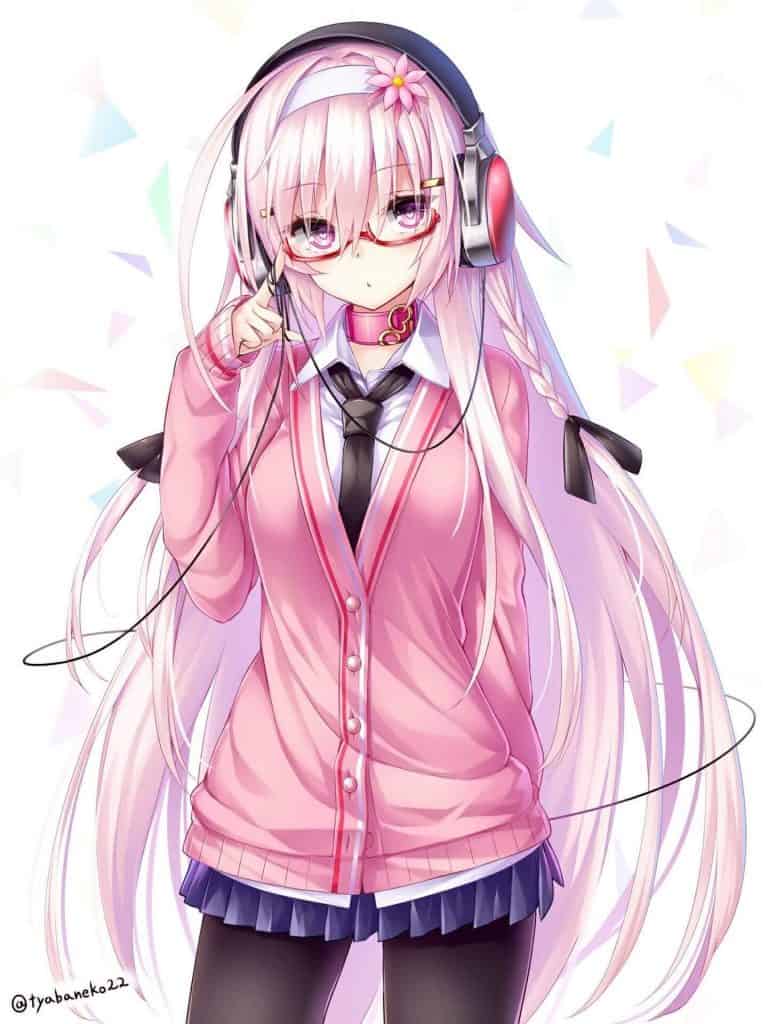 Anime girl tóc hồng dài