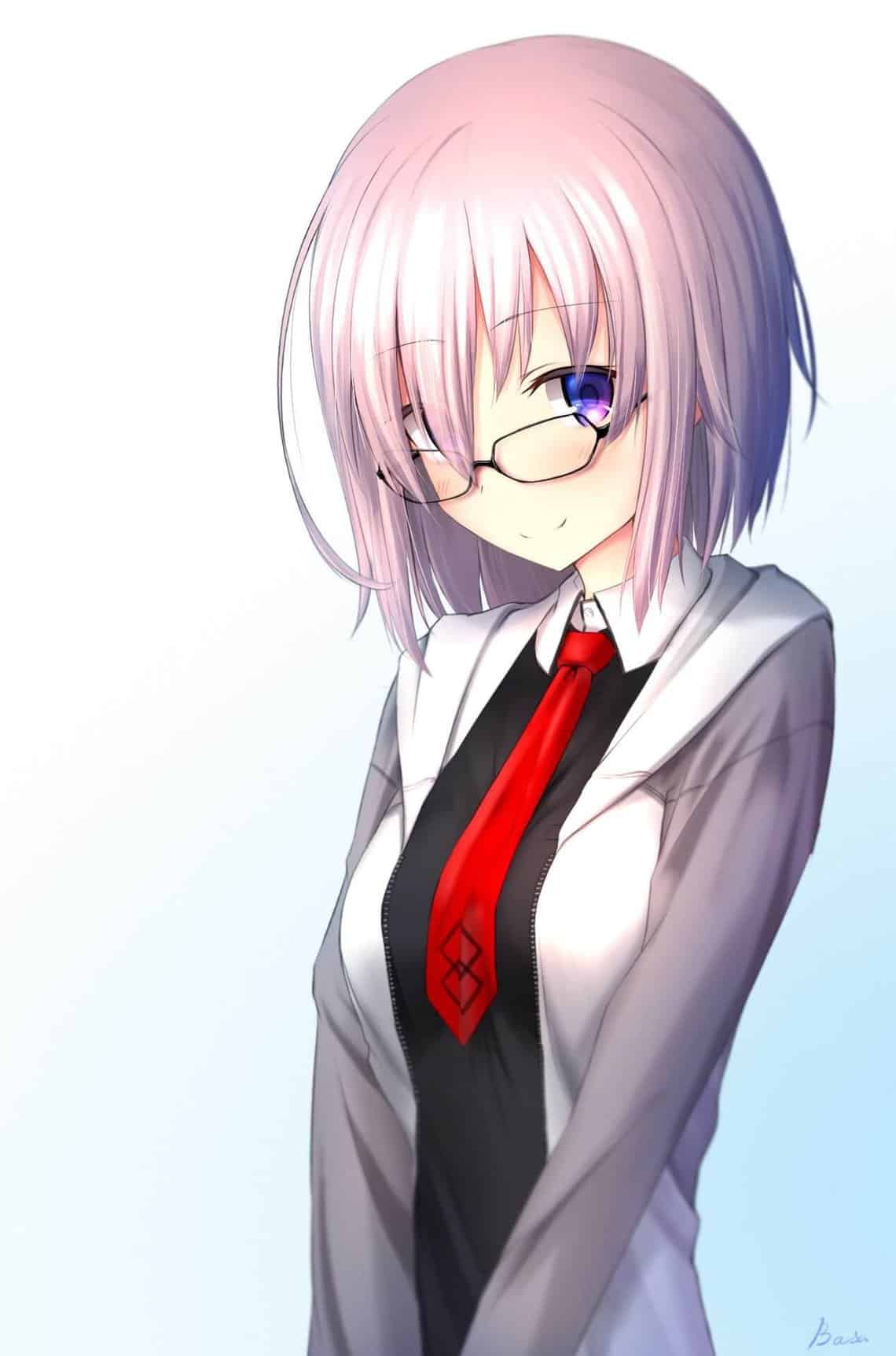 Anime girl tóc ngắn ngủn treo kính