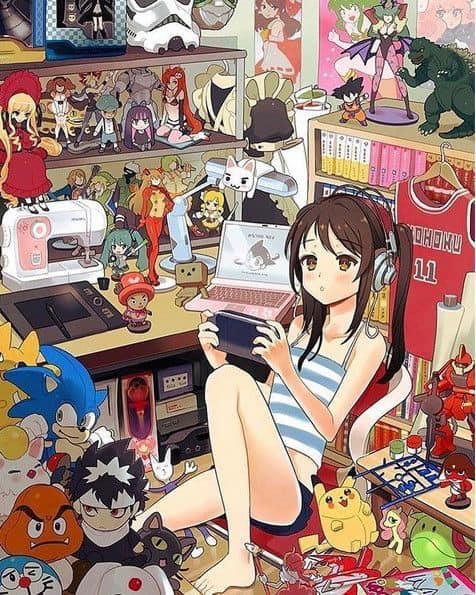 Ảnh 11: Bức ảnh Anime girl về một cô gái là fan chân chính của Anime trong thế giới riêng của mình