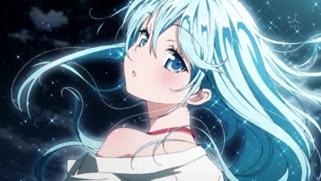 Hãy cùng chiêm ngưỡng vẻ đẹp ngọt ngào và dịu dàng của anime nữ chính tóc trắng trong hình ảnh này.